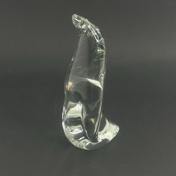 Val Saint Lambert Belgium Crystal Penquin Figurine  Paperweight Signed - Picture 3 of 8